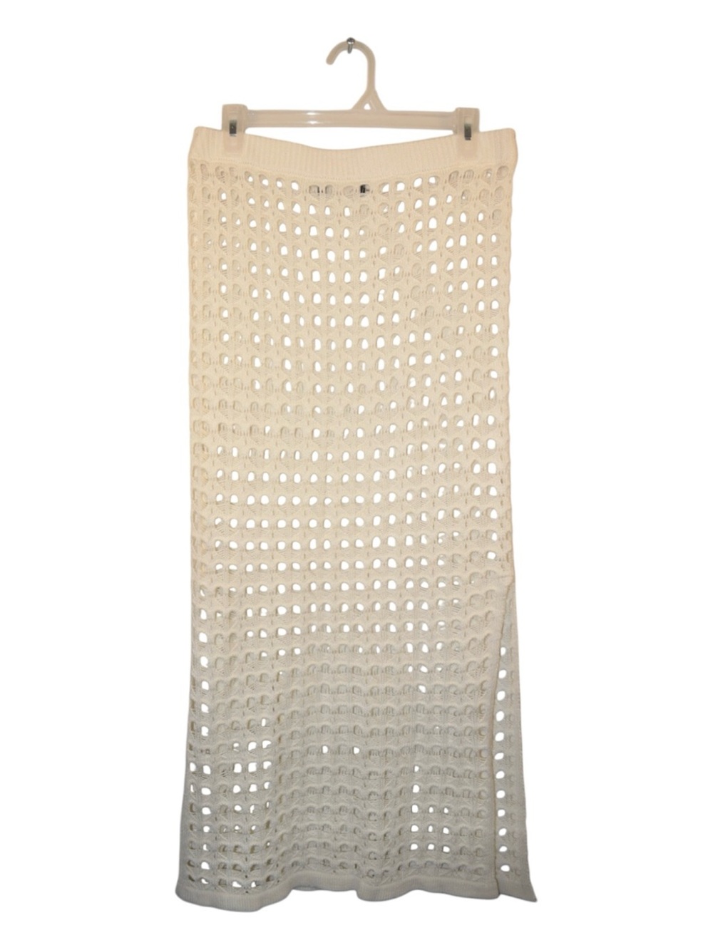 Urban Planet Crochet Maxi Skirt in Cream and Light Gray Ombre